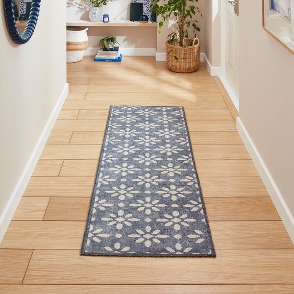 Passatoia blu scuro lavabile 76x230 cm Coral Blue – Think Rugs-image-1