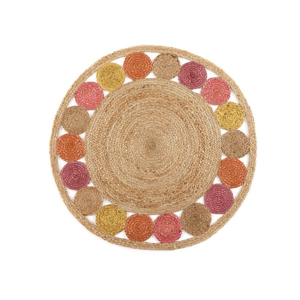 Tappeto rotondo di colore naturale in iuta reversibile ø 90 cm Yute – Really Nice Things