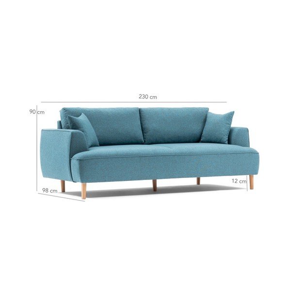 Divano a tre posti blu turchese Felix - Balcab Home-image-1
