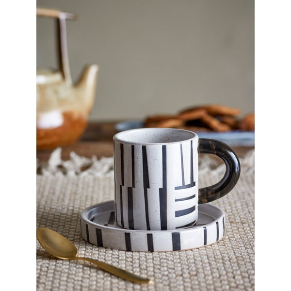 Tazzina bianca e nera in gres 300 ml Frankie – Bloomingville-image-1