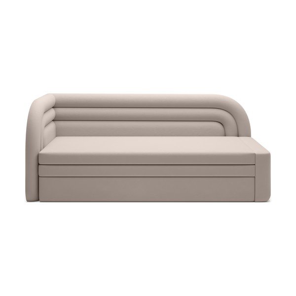 Divano beige allungabile/con contenitore con penisola a sinistra e rivestimento in velluto 223 cm Fabillo – ELTAP