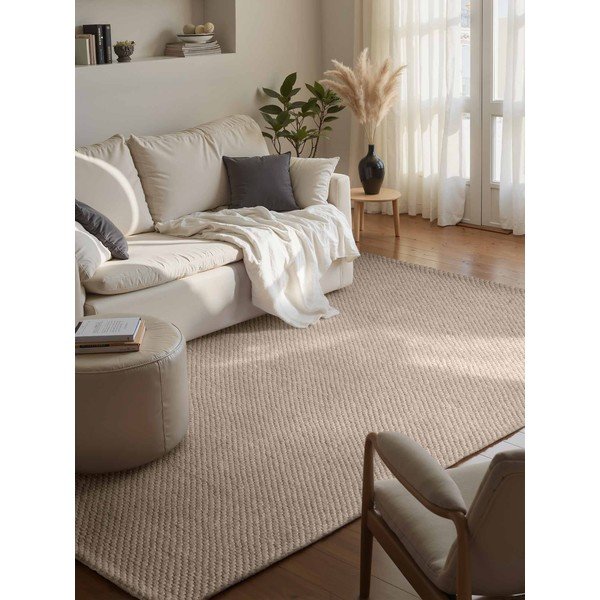 Tappeto beige in lana tessuto a mano 160x230 cm Lyon Beans – Elle Decoration-image-1