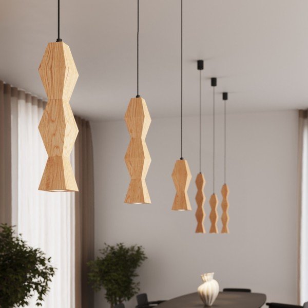 Lampadario di colore naturale in faggio massiccio ø 8 cm Cubo – Sollux-image-1