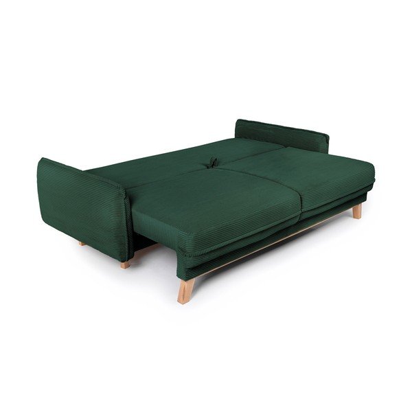 Divano verde scuro allungabile/con contenitore con rivestimento in velluto a coste 218 cm Tori – Bonami Selection-image-4