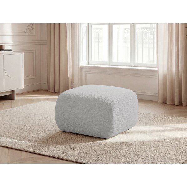 Poggiapiedi grigio chiaro con rivestimento in bouclé Montaigne – Bobochic Paris-image-1