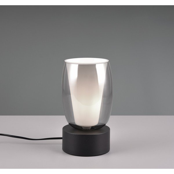 Lampada da tavolo con paralume in vetro nero e argento (altezza 24 cm) Barret - Trio Select-image-1