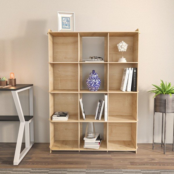Libreria in rovere decorato in colore naturale 92,5x132 cm Zimba - Kalune Design-image-4