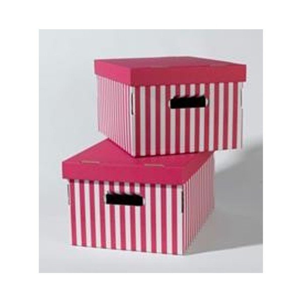 Sada 2 úložných krabic Compactor Pink Stripes