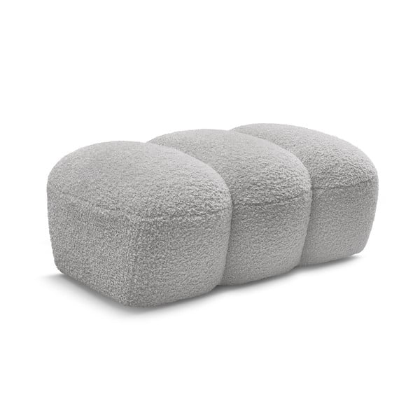 Poggiapiedi grigio chiaro con rivestimento in bouclé Hippolyte – Bobochic Paris-image-3