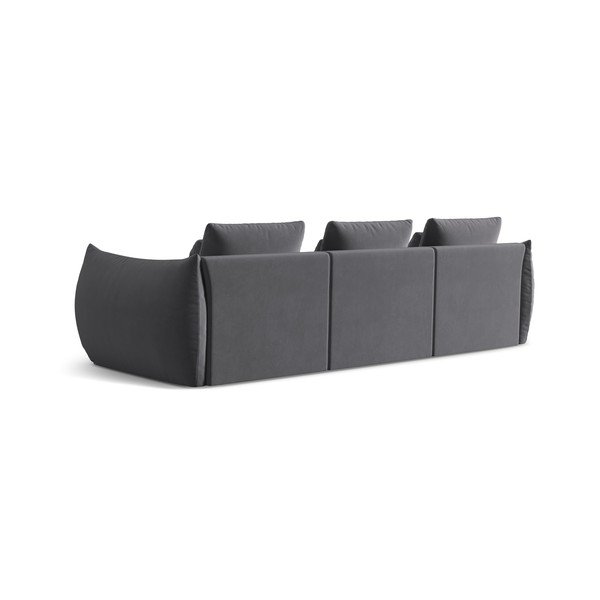 Divano grigio scuro con rivestimento in velluto 332 cm Bloom – Micadoni -image-3
