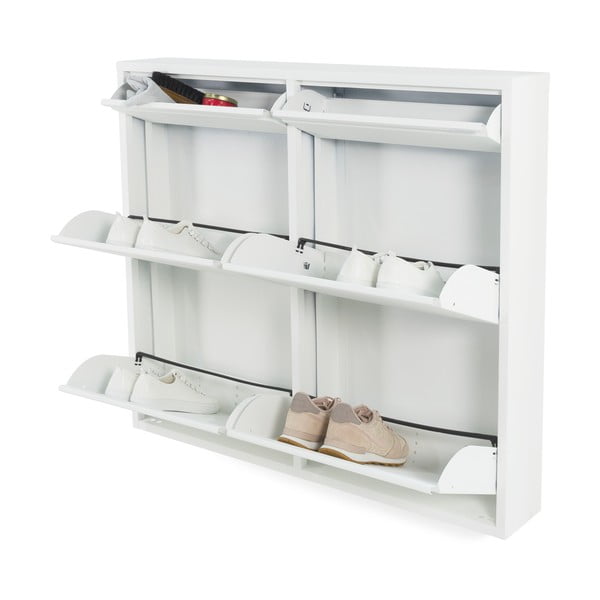 Scarpiera bianca in metallo con ante ribaltabili 98x86x15 cm Billy – Spinder Design-image-2