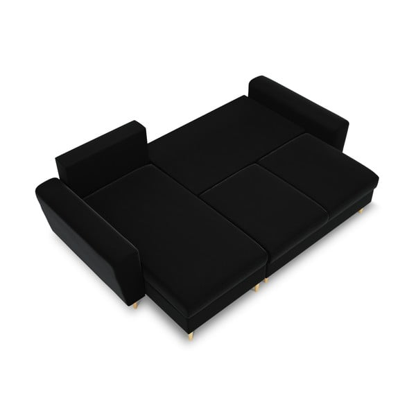 Divano angolare nero allungabile e con contenitore con rivestimento in velluto Kyoto – Cosmopolitan Design-image-1