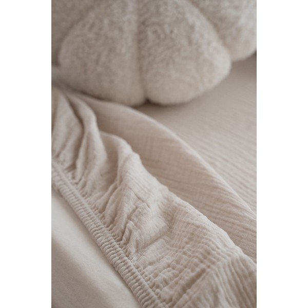 Lenzuolo con angoli per bambini beige in mussola per culla 60x120 cm Burumcuk – Mijolnir-image-3