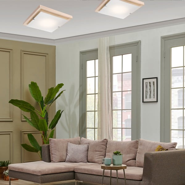 Plafoniera marrone/di colore naturale 30x30 cm Pedro – LAMKUR-image-3