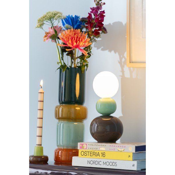 Lampada da tavolo color menta/marrone in ceramica (altezza totale 26 cm) Firenze Pellet – Leitmotiv-image-1