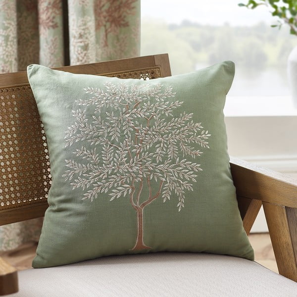 Cuscino decorativo in cotone 45x45 cm Woodland Trees Embroidered – Catherine Lansfield-image-1
