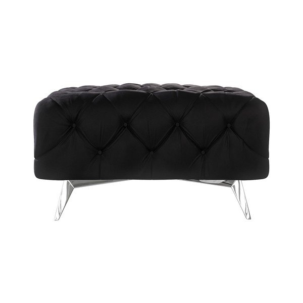 Poggiapiedi nero con rivestimento in velluto Chelsea – Ropez