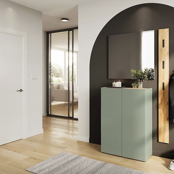 Set di mobili da ingresso verde chiaro con effetto rovere 104x200x33 cm Alviano – Germania-image-1