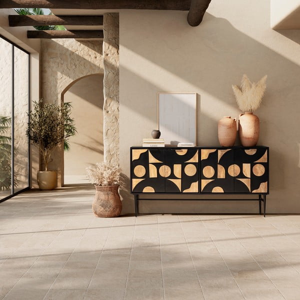 Cassettiera nera in mango massiccio 175x90x40 cm Navya – MOME-image-1