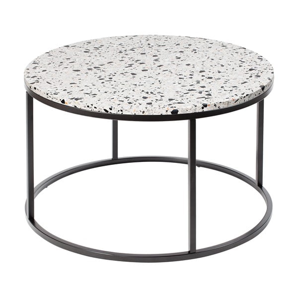 Tavolino con piano in pietra , ø 85 cm Bianco - RGE