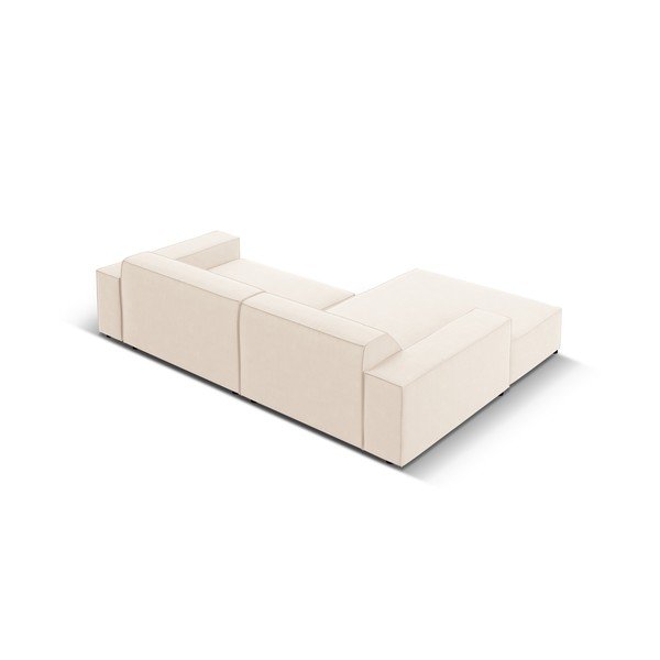 Divano angolare componibile color crema (con penisola a sinistra/con chaise lounge) con rivestimento in velluto Jodie – Micadoni -image-1