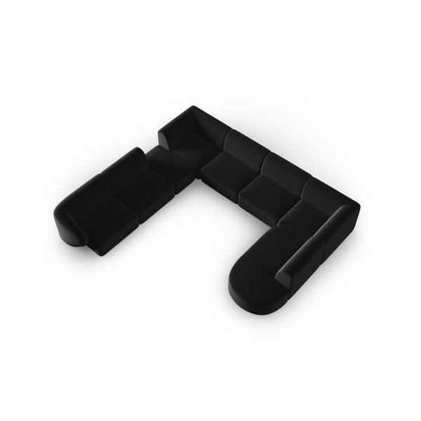 Divano angolare nero (con penisola a sinistra/a U) con rivestimento in velluto Paolo – Milo Casa-image-1