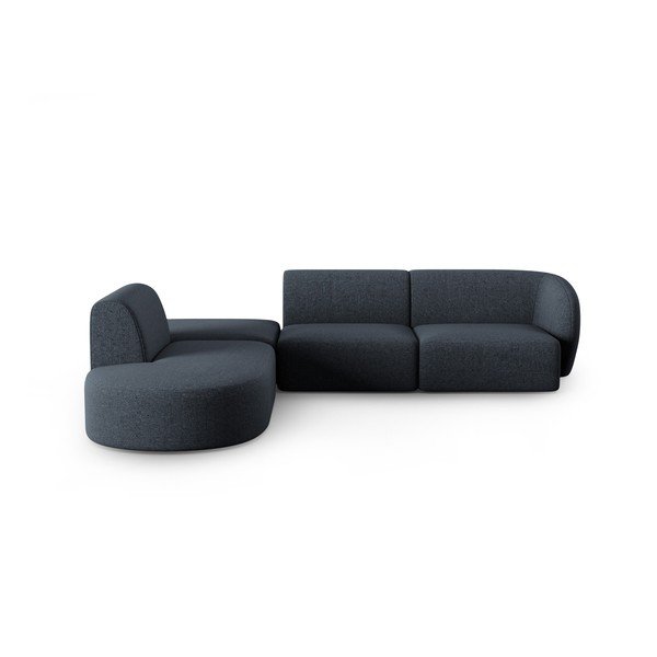 Divano angolare blu (con penisola a sinistra/a L) con rivestimento in ciniglia Paolo – Milo Casa