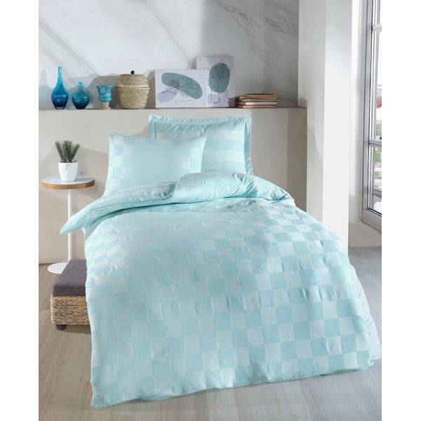 Biancheria da letto color menta in tessuto damascato per letto singolo 140x200 cm Kareli – Mijolnir-image-1