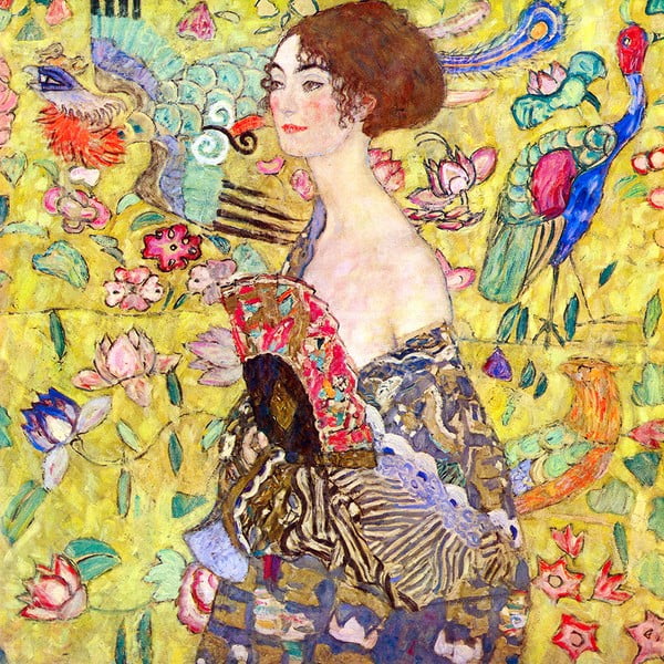 Riproduzione di Gustav Klimt - Signora con ventaglio, 50 x 50 cm Gustav Klimt - Lady with fan - Fedkolor