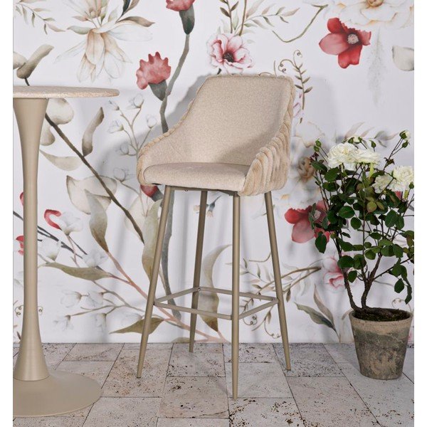 Set di sbagelli da bar color crema in imbottito con braccioli 2 pz (altezza della seduta 78 cm) Alaska – Mauro Ferretti-image-1