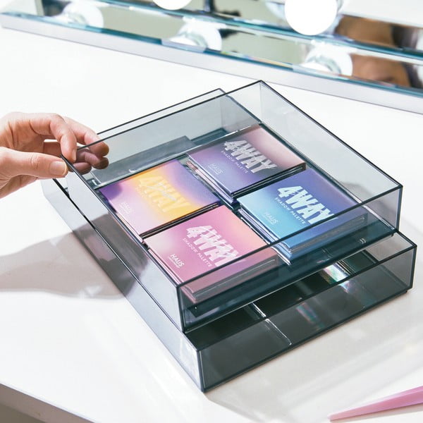 Organizzatore da bagno nero opaco per cosmetici in plastica riciclata - iDesign-image-1