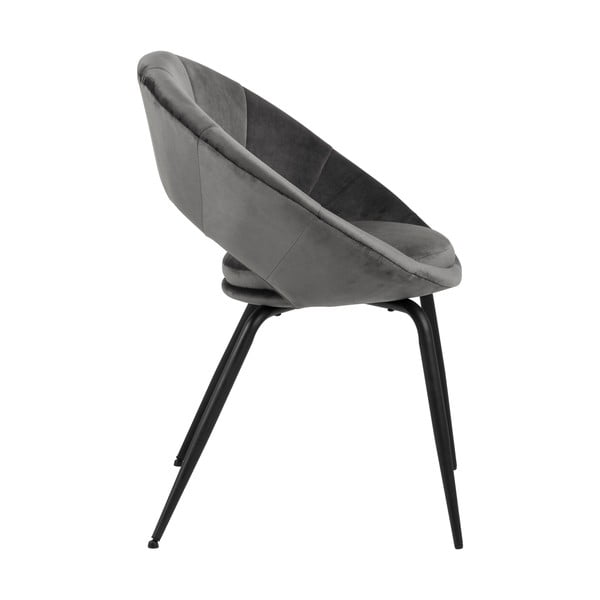 Sedia da pranzo in velluto grigio scuro Julia - Actona-image-3