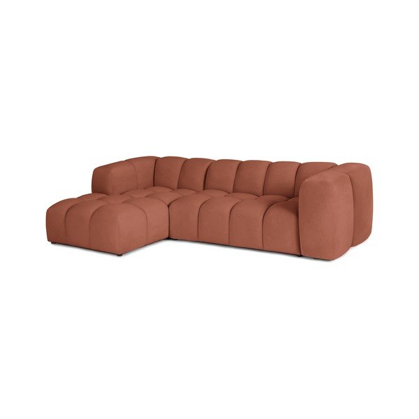 Divano angolare color terracotta (con penisola a sinistra/con chaise lounge) con rivestimento in velluto Cube – Bonami Selection-image-2