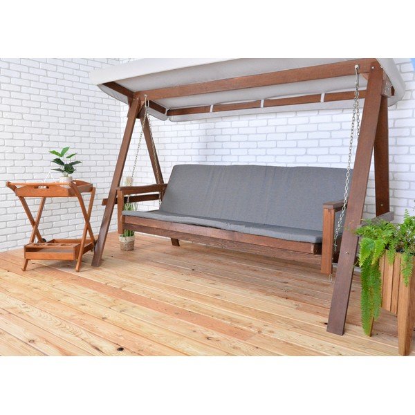 Altalena da giardino in legno grigio-marrone Adelaida - Rojaplast-image-2