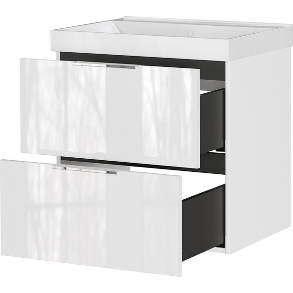 Mobile da lavabo bianco lucido da appendere 61x65 cm Celano – Germania-image-4
