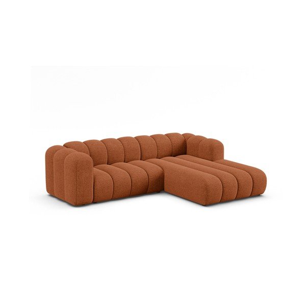 Divano angolare color mattone (con penisola a destra/con chaise lounge) con rivestimento in ciniglia Lupine – Micadoni -image-1