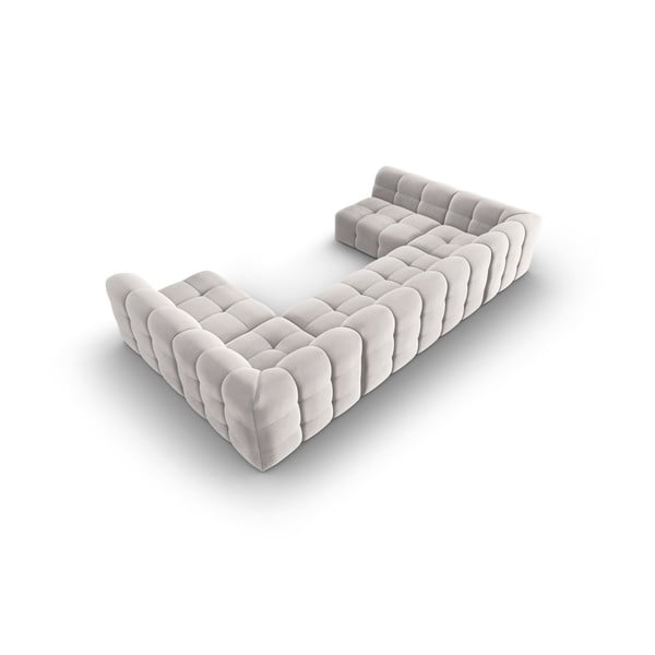 Divano angolare in velluto grigio chiaro (a U) Kendal - Micadoni Home-image-4
