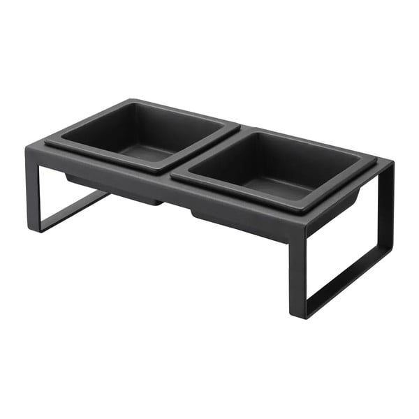 Set di ciotole e contenitore per cibo per animali domestici nero Tower - YAMAZAKI-image-4