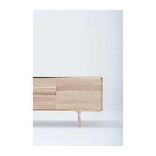 Cassettiera TV in legno massiccio di quercia Fawn - Gazzda-image-4