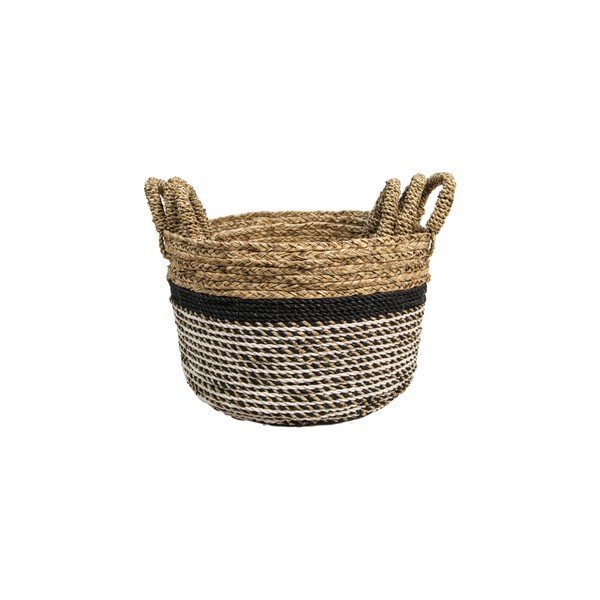 Set di 3 cestini portaoggetti Raffia Natural Gris - HSM collection-image-3