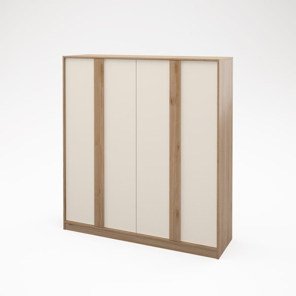 Armadio effetto rovere in colore crema-naturale 180x197,5x53 cm Dennis - Marckeric-image-3