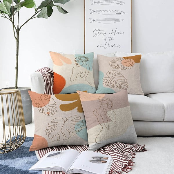 Set di 4 federe femminili, 55 x 55 cm - Minimalist Cushion Covers