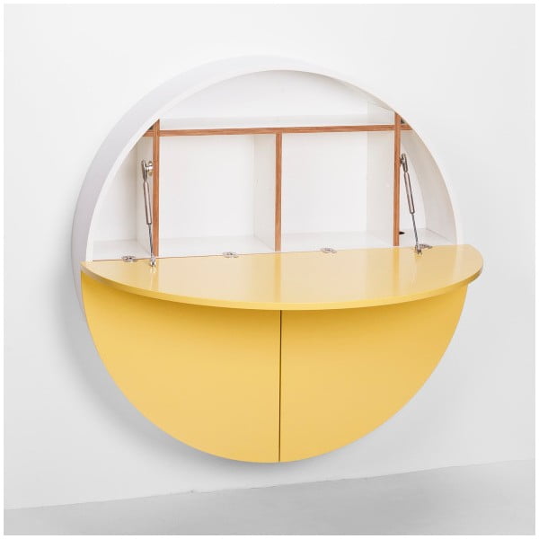 Tavolo da parete multifunzionale giallo e bianco Pill - EMKO-image-2