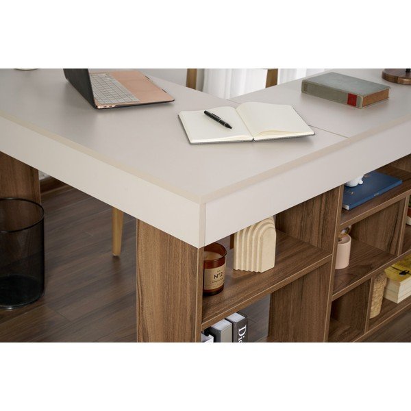 Scrivania angolare con effetto noce 120x130 cm Vesper – Kalune Design-image-4