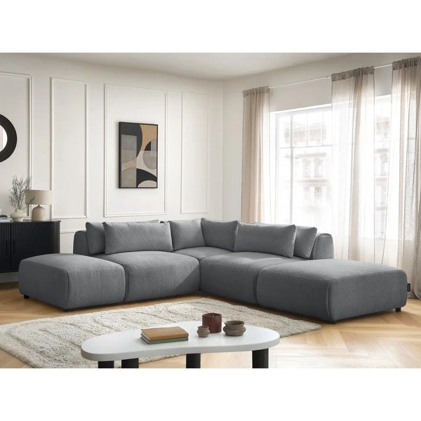 Divano angolare componibile grigio scuro reclinabile Jana – Bobochic Paris-image-2