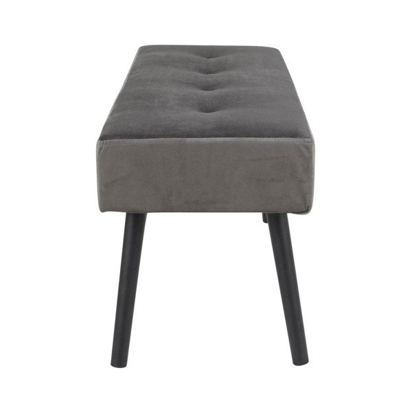 Panca imbottita grigia con rivestimento in velluto Skiby, 100 x 35 cm - House Nordic-image-1