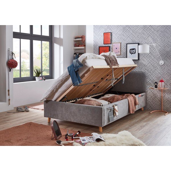Letto da bambini grigio con contenitore con rete inclusa 120x200 cm Cosy – Meise Möbel-image-2