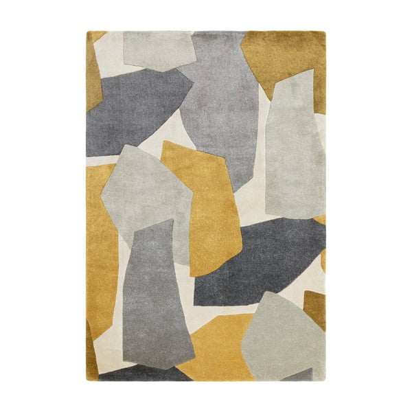 Tappeto in fibra riciclata tessuta a mano in giallo ocra e grigio 200x290 cm Romy - Asiatic Carpets