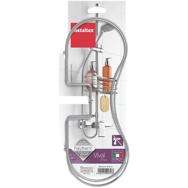 Mensola da bagno in acciaio sospesa in argento Viva! - Metaltex-image-3