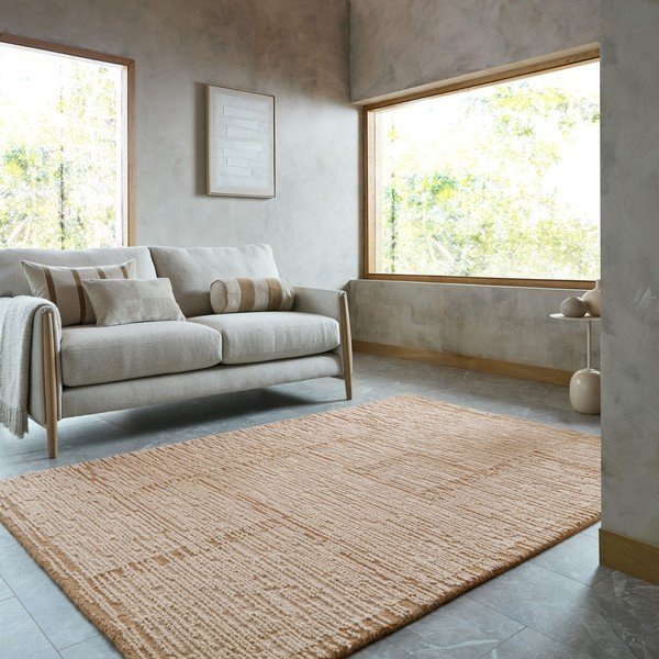 Tappeto di colore naturale in lana tessuto a mano 140x200 cm Harris Modula Wool – Flair Rugs-image-1